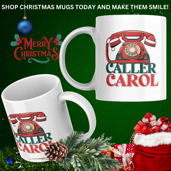 Shop the Claus Caller Carol: Personalized Christmas Mug with Double-Sided Print