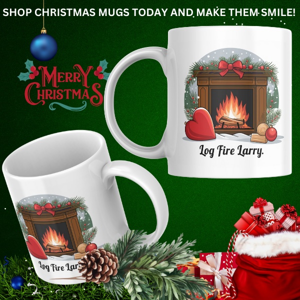 Shop Personalized Christmas Mug by Log Fire Larry - Double-Sided Print