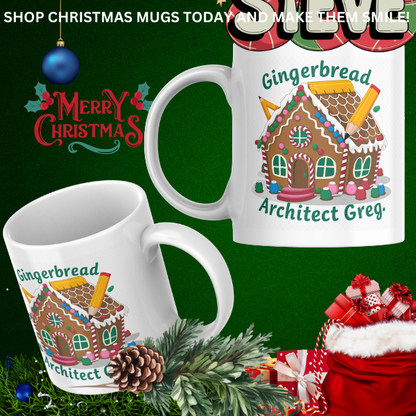 Shop the Personalized Gingerbread Architect Greg Christmas Mug - Double-Sided Print