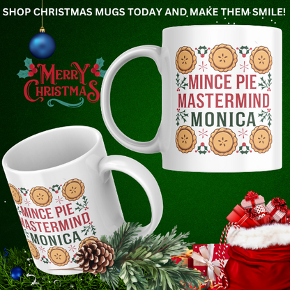 Shop the Personalized "Mince Pie Mastermind" Christmas Mug by Monica - Double-Sided Print