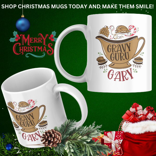 Shop the Gravy Guru Gary Personalized Christmas Mug - Double-Sided Print