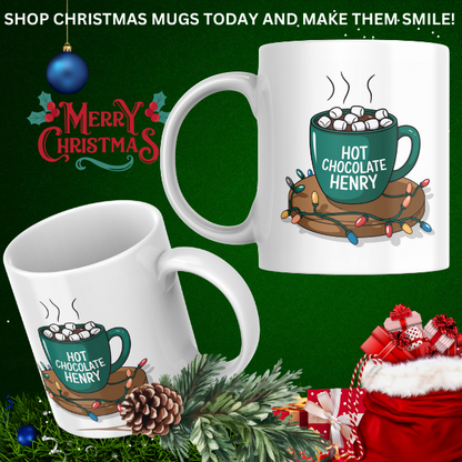 Shop the Personalized Hot Chocolate Henry Christmas Mug – Double-Sided Print for a Festive Touch