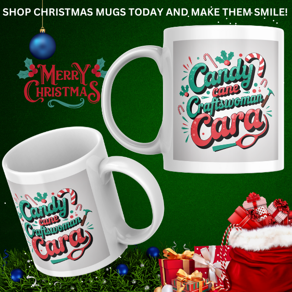 Shop the Candy Cane Craftswoman Cara V2 - Personalized Christmas Mug with Dual-Sided Print