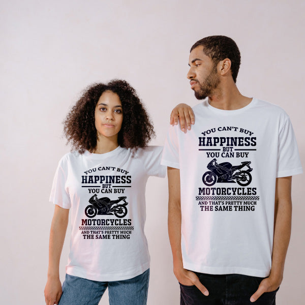 Unisex 'Buy Happiness' Motorcycle T-Shirt | Perfect Gift