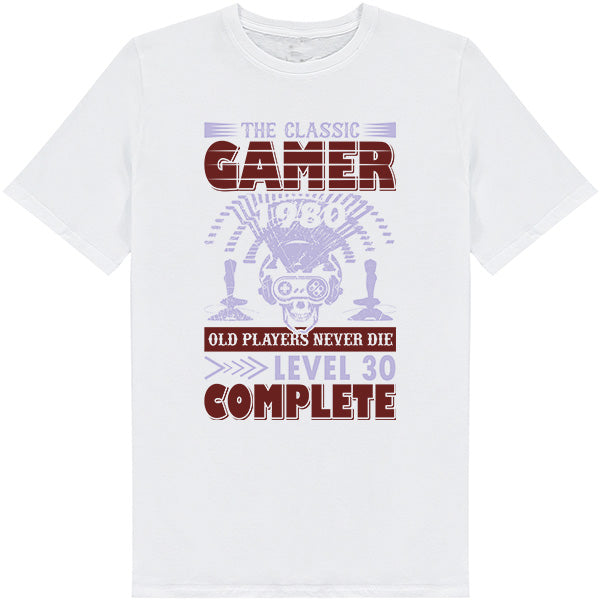 Classic Gamer T-Shirt - "Old Players Never Die" | Premium Apparel