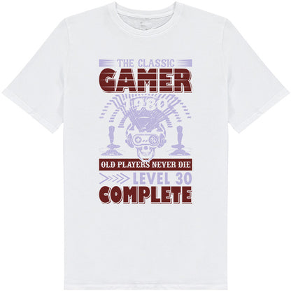 Classic Gamer T-Shirt - "Old Players Never Die" | Premium Apparel