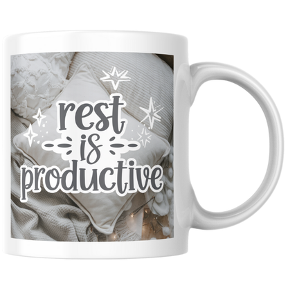 Shop the "Rest is Productive" Christmas Mug - Perfect Holiday Gift for Relaxation and Cheer