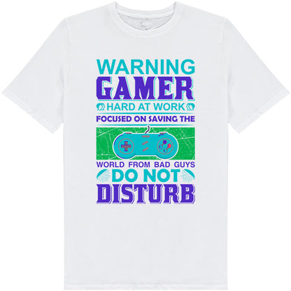 Warning: Gamer Hard at Work T-Shirt | Premium Gaming Gear