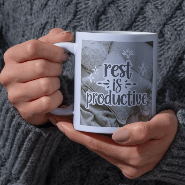 Shop the "Rest is Productive" Christmas Mug - Perfect Holiday Gift for Relaxation and Cheer