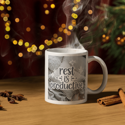 Shop the "Rest is Productive" Christmas Mug - Perfect Holiday Gift for Relaxation and Cheer