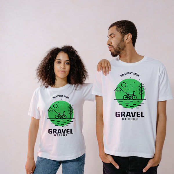 Unisex T-Shirt for Bicycle Adventures | Pavement Ends Gravel Begins