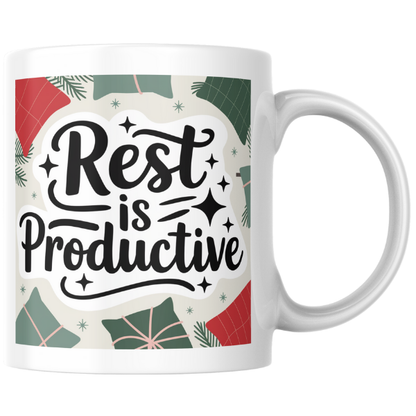 Shop the "Rest is Productive" Christmas Mug - Perfect Holiday Gift for Relaxation and Cheer