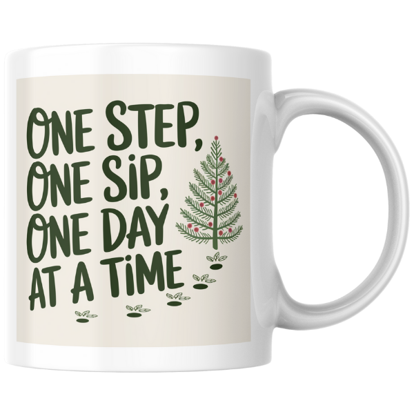 Shop the "One Step, One Sip, One Day at a Time" Christmas Mug - Perfect Holiday Gift