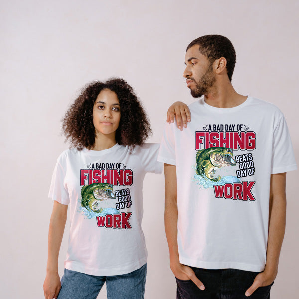 Fishing Enthusiast T-Shirt - 'A Bad Day Of Fishing' Design