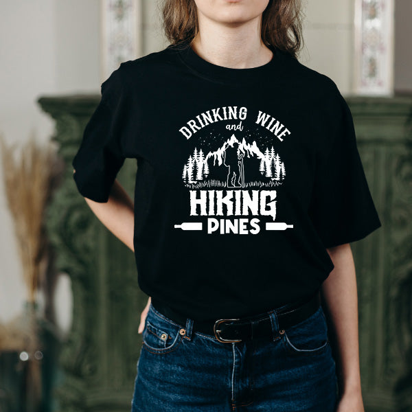 Unisex T-Shirt: Wine & Pines | Ideal for Camping Adventures