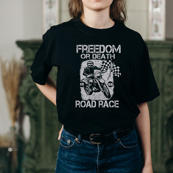 Freedom or Death Road Race T-Shirt | Unisex Biker Apparel