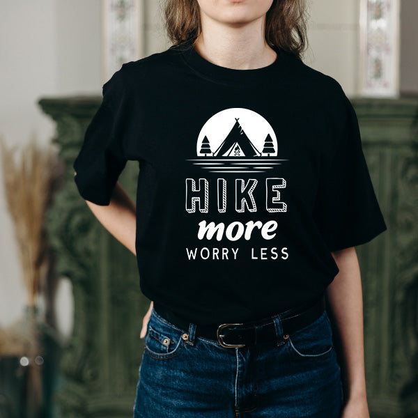 "Hike More Worry Less" T-Shirt | Ideal for Camping Adventures