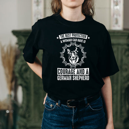 Ultimate Protection: Courage & German Shepherd T-Shirt for Dog Lovers