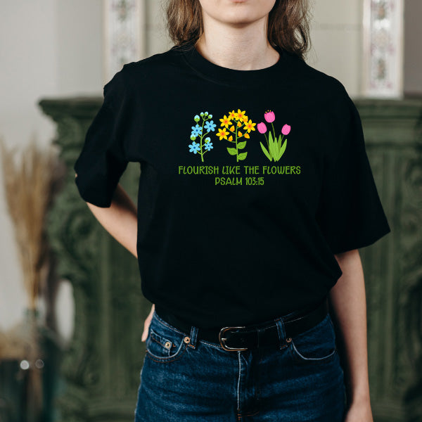 Flourish Like The Flowers T-Shirt | Christian Equestrian Apparel