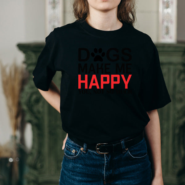 Dog Lovers' Unisex T-Shirt - 'Dogs Make Me Happy' Design