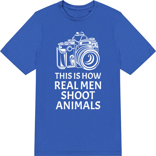 "Real Men Shoot Animals" Unisex T-Shirt | Vegan Vibes