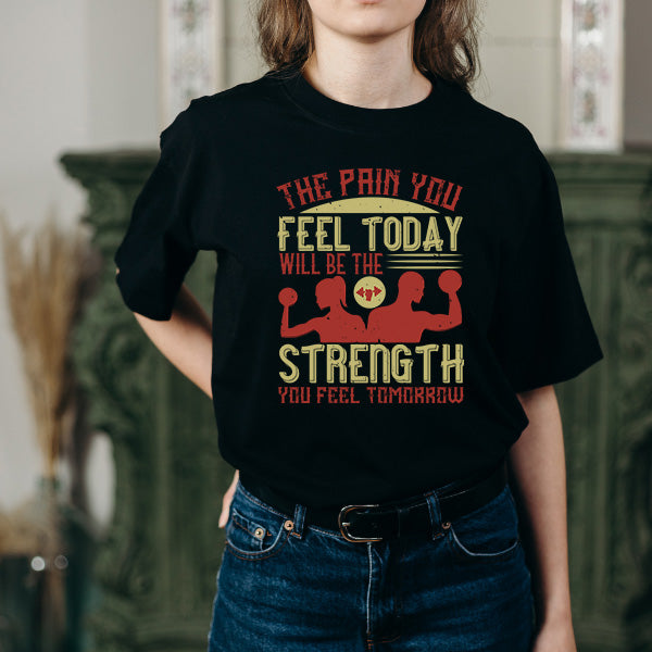 Unisex Equestrian T-Shirt - Strength & Pain Quote | Fitness Focus