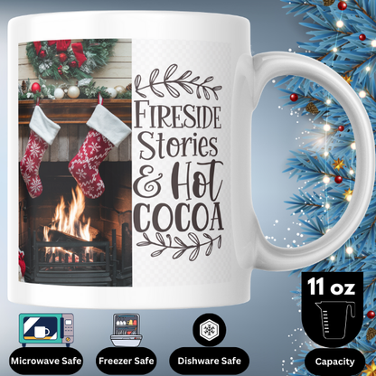 Shop the Family Christmas Mug: Fireside Stories & Hot Cocoa Design, Double-Sided Print