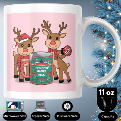 Shop the Personalized Reindeer Games Rita Christmas Mug – Double-Sided Print