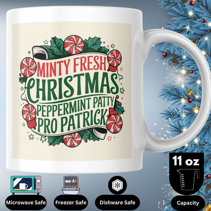 Shop the Peppermint Patty Pro Patrick V4 Personalized Christmas Mug - Double-Sided Print