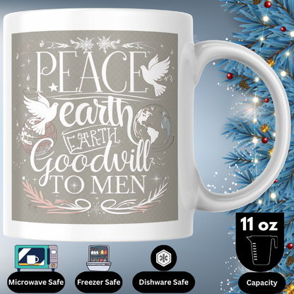 Shop the "Peace on Earth, Goodwill to Men" Double-Sided Christmas Mug - Perfect Holiday Gift