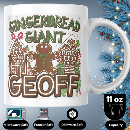 Shop the Personalized Gingerbread Giant Geoff Christmas Mug – Double-Sided Print for Festive Cheer