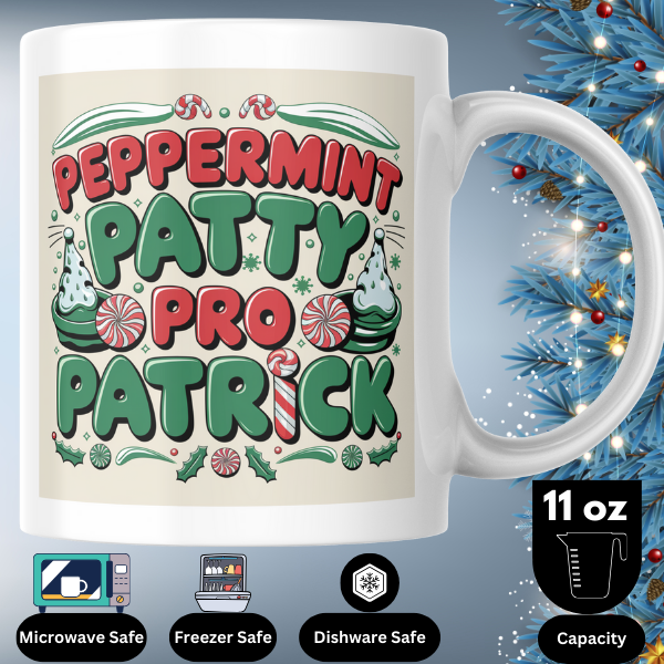 Shop the Personalized Peppermint Patty Pro Patrick Christmas Mug – Double-Sided Print