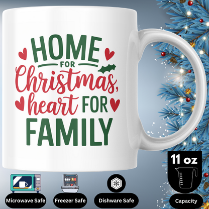 Shop the "Home for Christmas, Heart for Family" Dual-Sided Printed Mug - Perfect for Holiday Gatherings