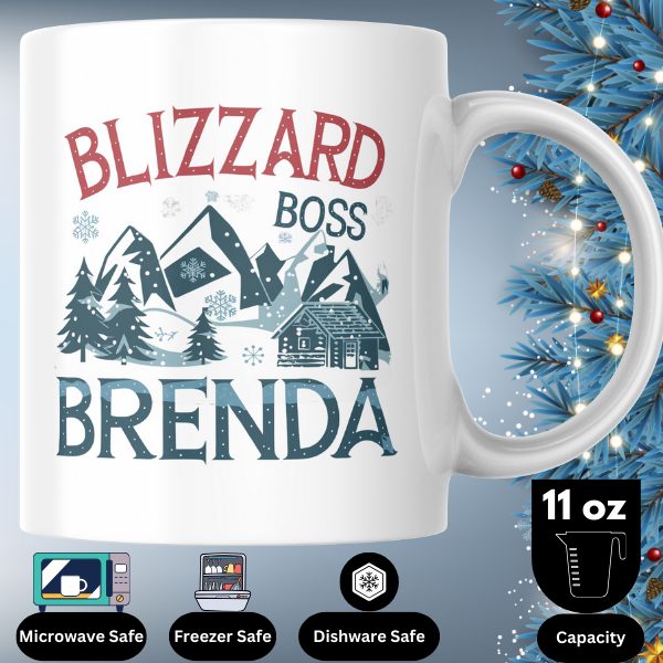 Shop the Personalized Blizzard Boss Brenda Christmas Mug – Double-Sided Print