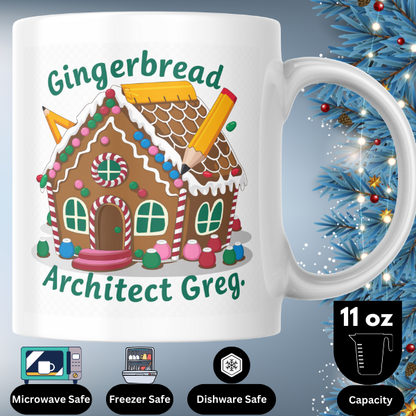 Shop the Personalized Gingerbread Architect Greg Christmas Mug - Double-Sided Print