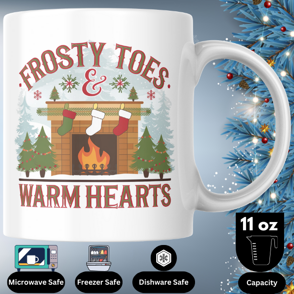 Shop the Family Christmas Mug: "Frosty Toes & Warm Hearts" - Double-Sided Print