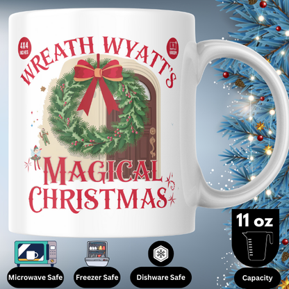 Shop the Wreath Wizard Wyatt V3 Personalized Christmas Mug - Double-Sided Print