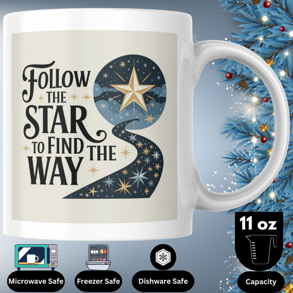 Shop the "Follow the Star" Christmas Mug - Double-Sided Festive Design