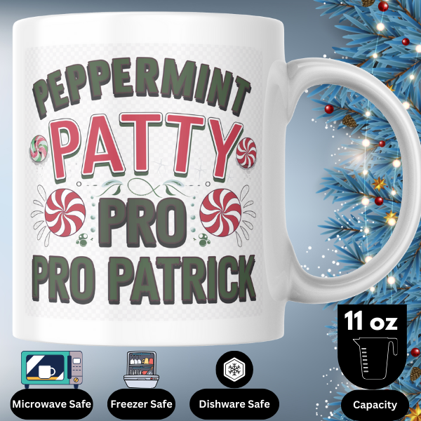 Shop the Peppermint Patty Pro Patrick V2 Personalized Christmas Mug - Double-Sided Print