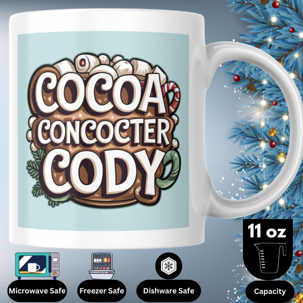 Shop the Personalized Cocoa Concocter Cody Christmas Mug - Double-Sided Print