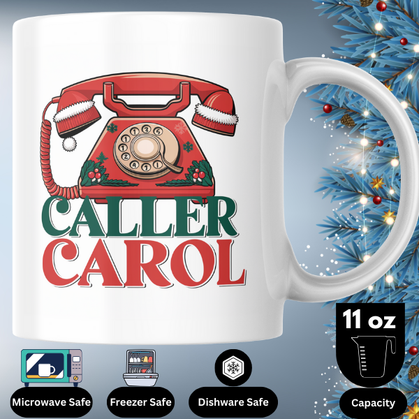 Shop the Claus Caller Carol: Personalized Christmas Mug with Double-Sided Print