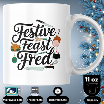 Shop the Festive Feast Fred Personalized Christmas Mug - Double-Sided Print