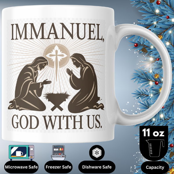 Shop the Immanuel "God with Us" Christmas Mug – Double-Sided Print for Festive Cheer