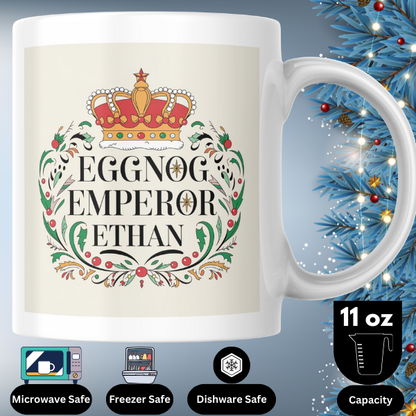 Shop the Personalized Eggnog Emperor Ethan Christmas Mug - Double-Sided Print