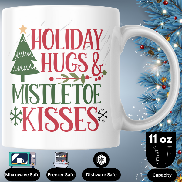 Shop the Holiday Hugs & Mistletoe Kisses V2 Family Christmas Mug - Double-Sided Print for Festive Cheer