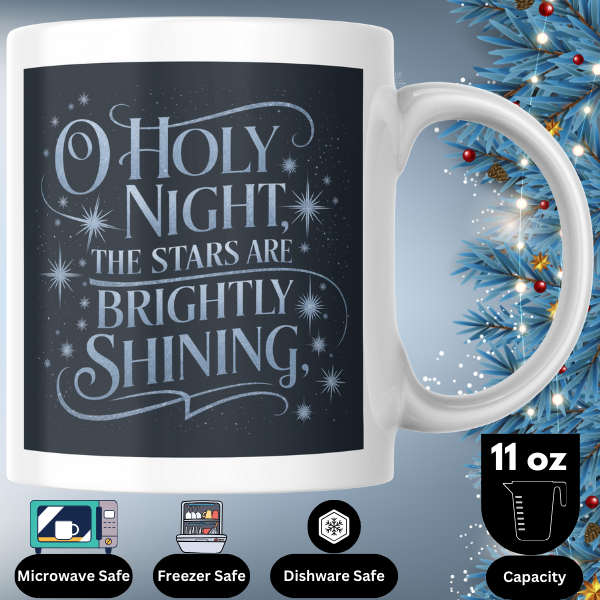 Shop the "O Holy Night" Christmas Mug – Double-Sided Design with Brightly Shining Stars