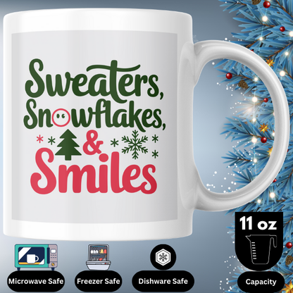 Shop the Festive Snowflake & Smiles Christmas Mug - Double-Sided Print