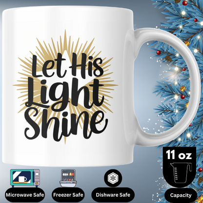 Shop the "Let His Light Shine" Christmas Mug - Double-Sided Print for Festive Cheer