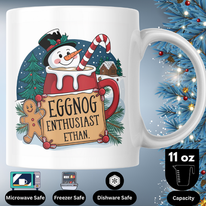 Shop Personalized Christmas Mug for Eggnog Enthusiasts - Custom Design Printed on Both Sides