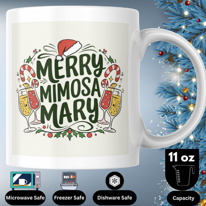 Shop the Personalized Merry Mimosa Mary Christmas Mug - Double-Sided Print